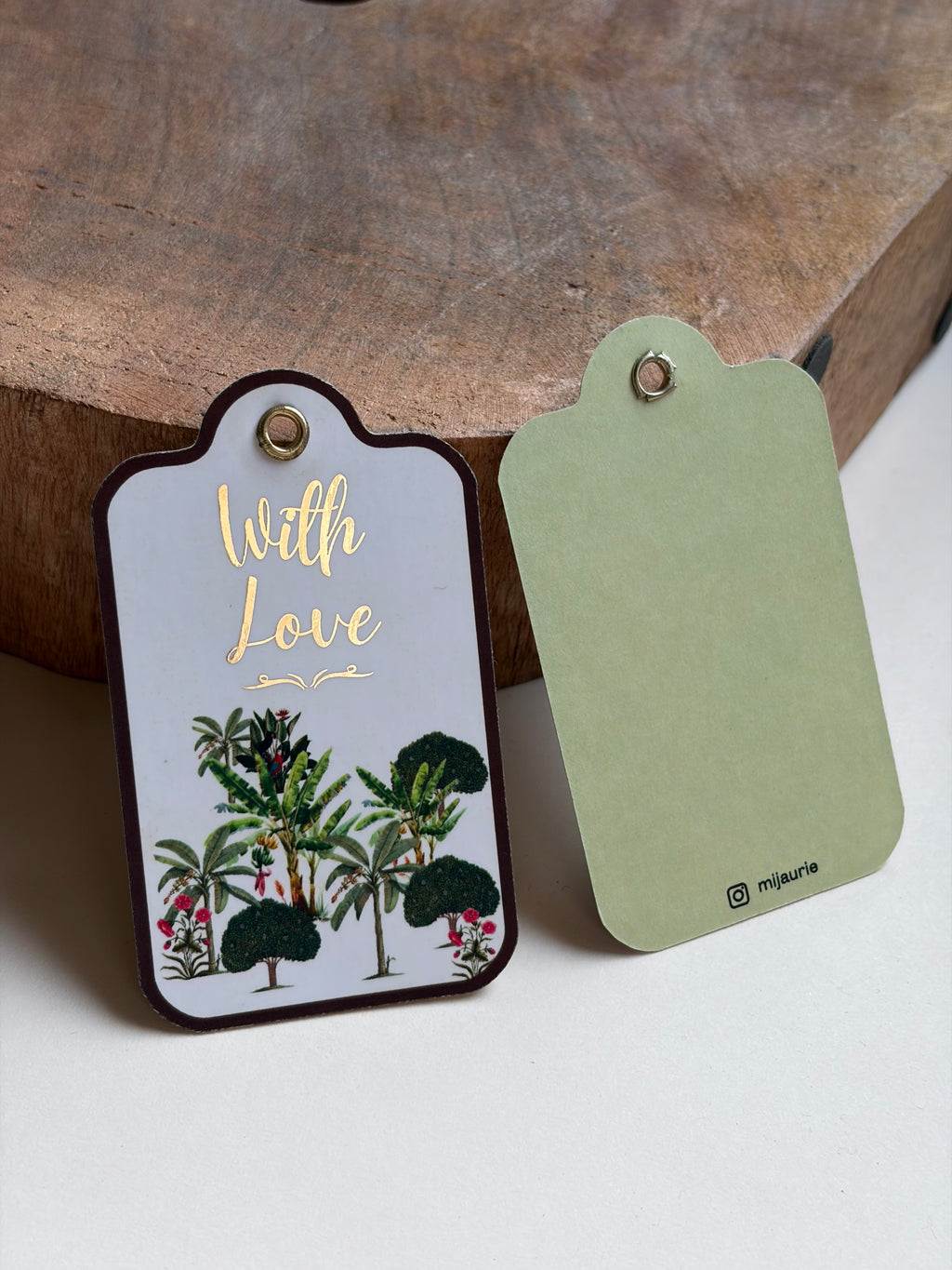 White Botanical Gift Tag